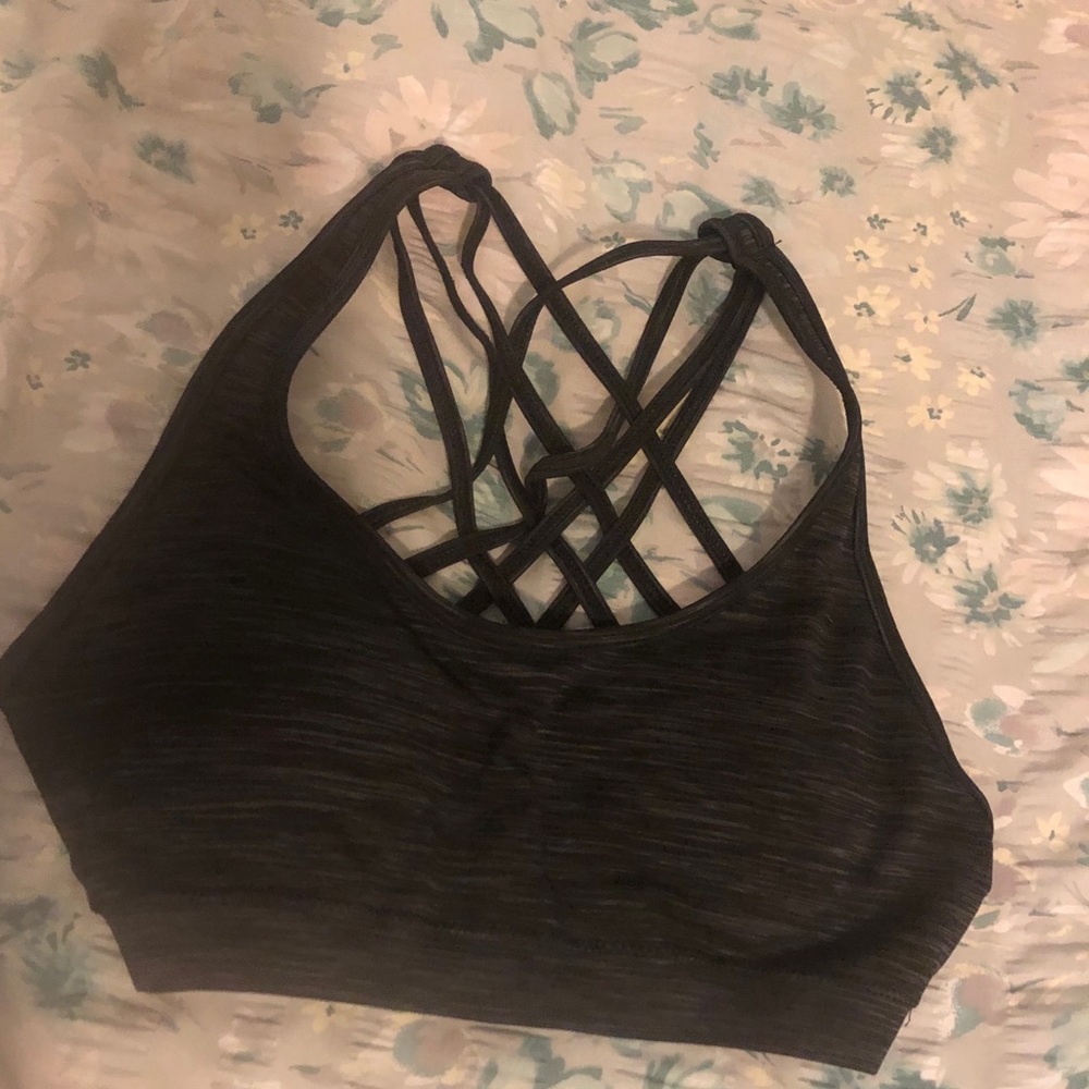 Black criss-cross sports bra.